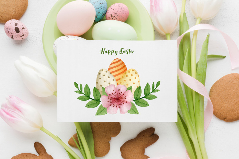 watercolor-easter-bunny-floral-frames-bouquets-seamless-patterns