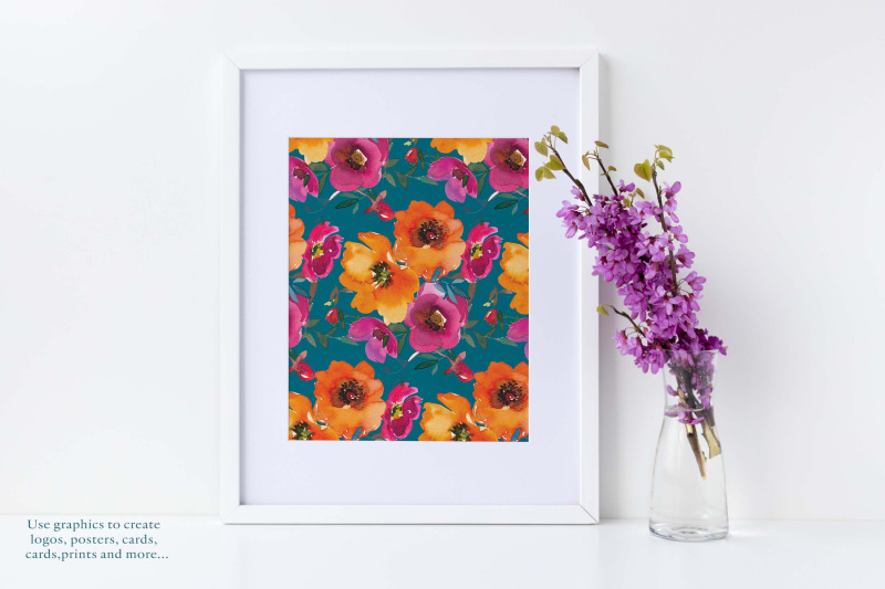 watercolor-bold-colors-flowers-clipart-set