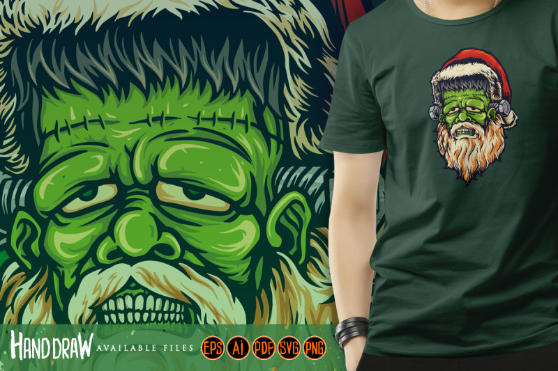 scary-santa-frankenstein-halloween-illustrations