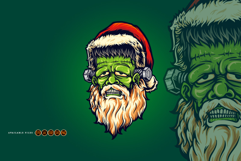 scary-santa-frankenstein-halloween-illustrations