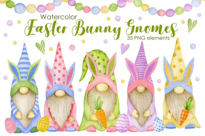 watercolor-easter-bunny-gnomes