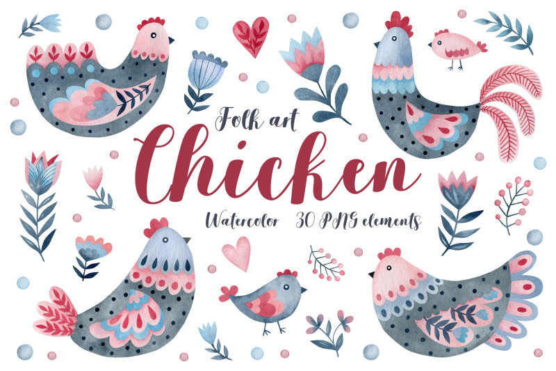 watercolor-chicken-folk-art