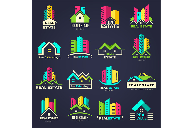 real-estate-badges-business-construction-logo-houses-elegant-symbols