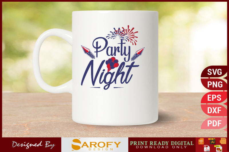 party-night-independence-day-design-svg