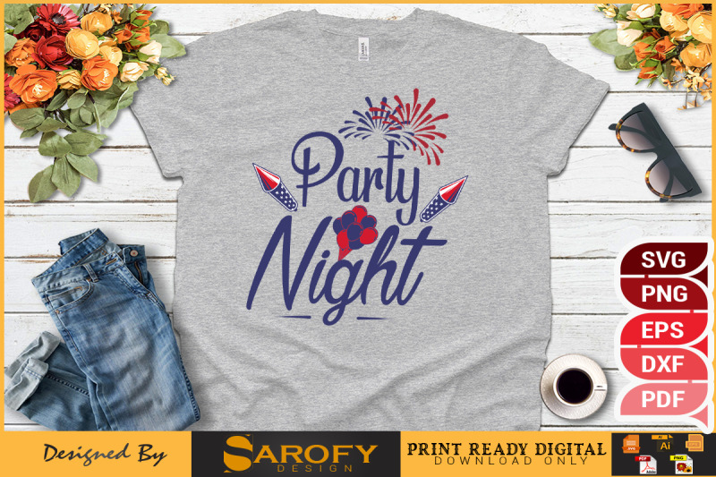 party-night-independence-day-design-svg