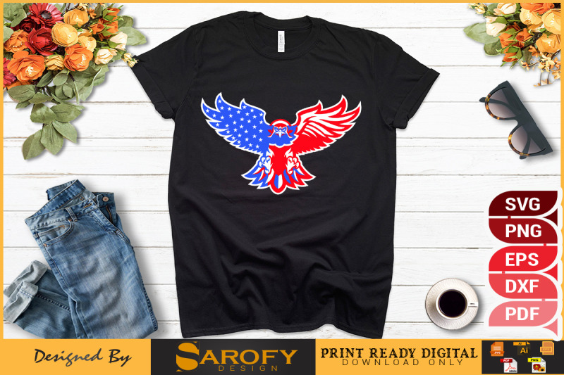 eagle-vector-of-july-design-with-usa-flag-them