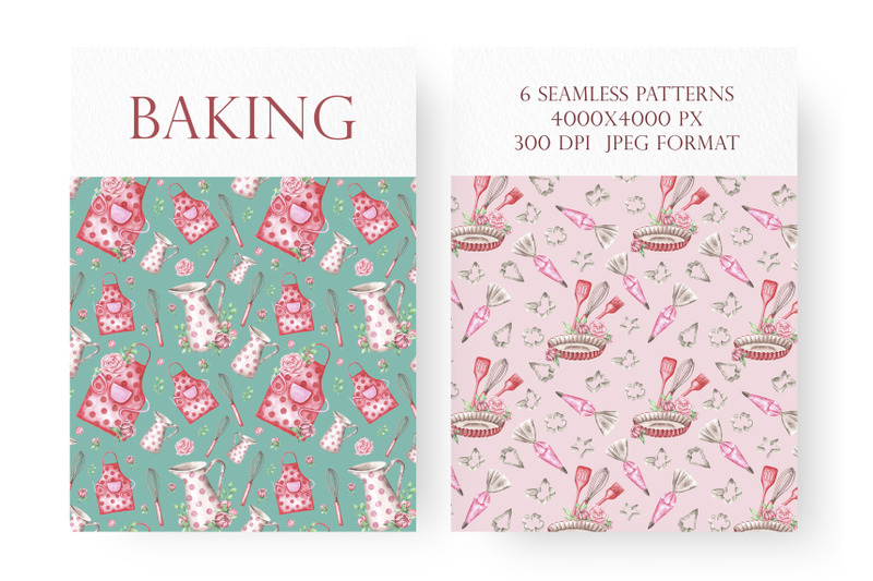 baking-watercolor-digital-paper-bakery-confectioner-cookbook-baker