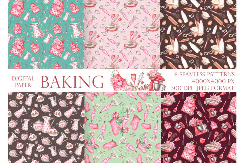 baking-watercolor-digital-paper-bakery-confectioner-cookbook-baker