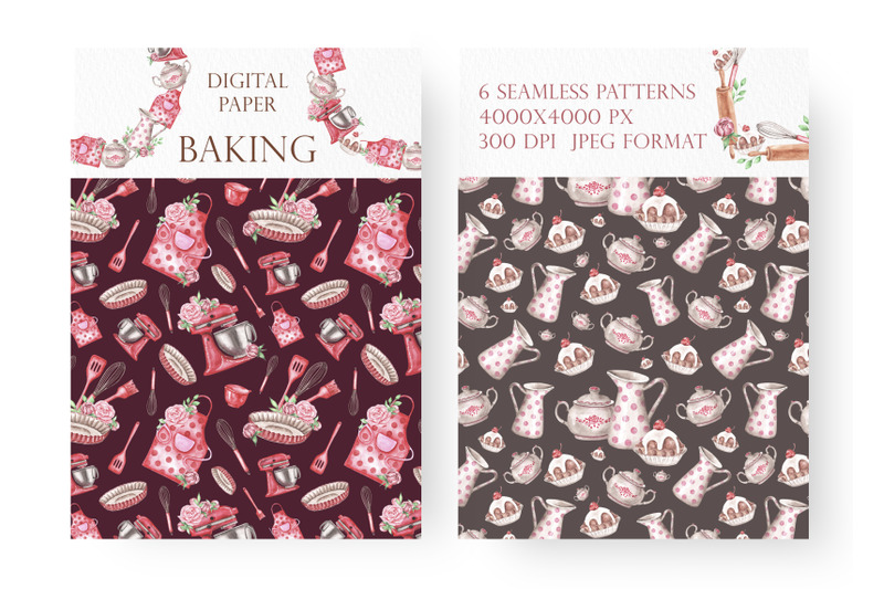 baking-watercolor-digital-paper-bakery-confectioner-cookbook-baker