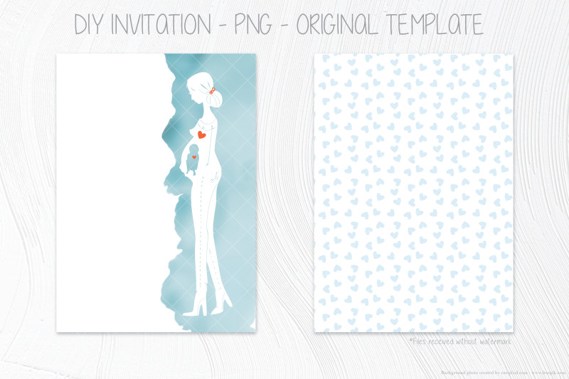 mommy-to-be-baby-belly-blue-invitation-template