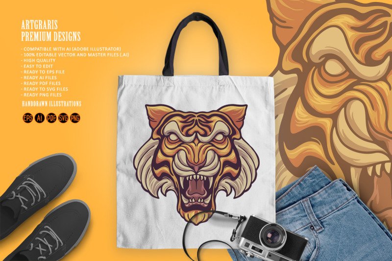 head-tiger-classic-vintage-mascot-illustrations