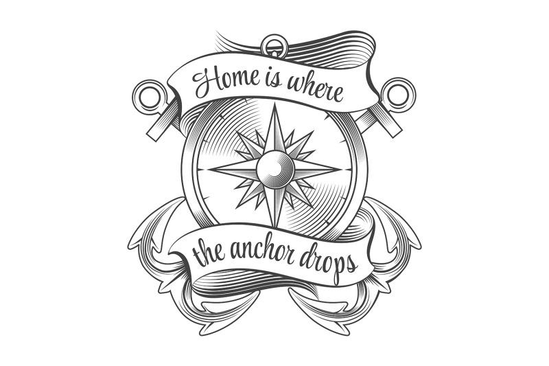 compass-with-anchors-tattoo-illustration-isolated-on-white
