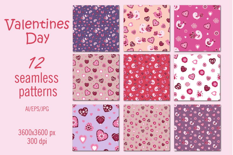 valentines-day-digital-paper-seamless-patterns