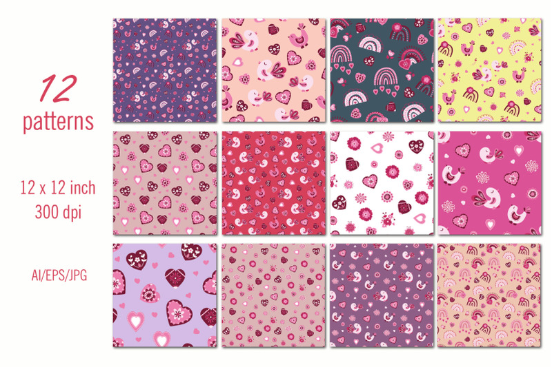 valentines-day-digital-paper-seamless-patterns