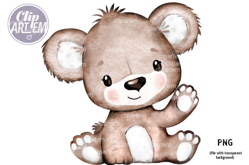 brown-bear-waving-hand-up-neutral-baby-boy-or-girl-bear-clip-art