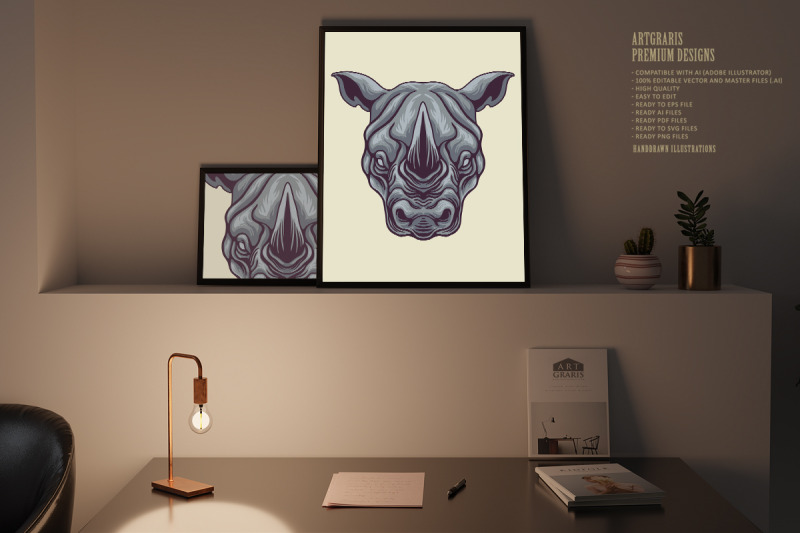 cartoon-rhino-head-mascot-rhinoceros-mean