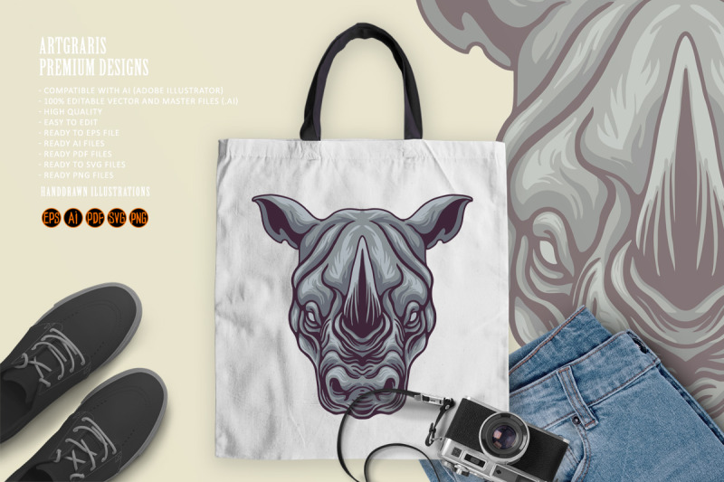 cartoon-rhino-head-mascot-rhinoceros-mean