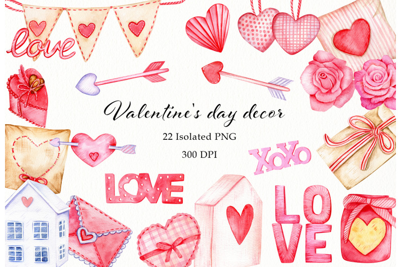 valentine-039-s-day-decorations-watercolor-clipart-nbsp-roses-decorations