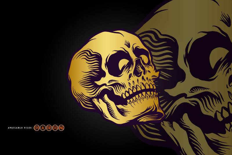 head-skull-with-gold-colour-svg