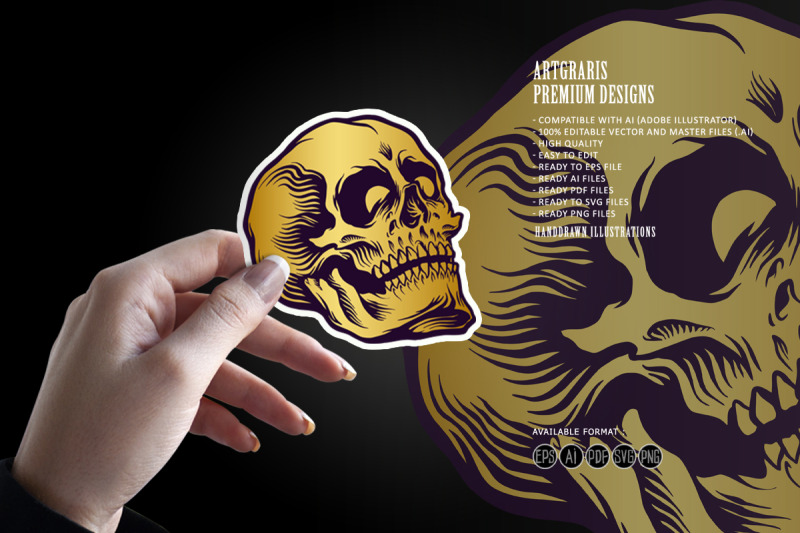 head-skull-with-gold-colour-svg