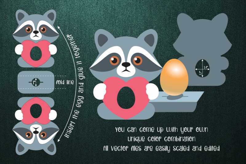 raccoon-chocolate-egg-holder-template-svg