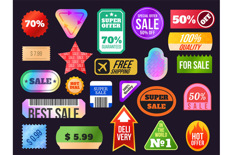 trendy-90s-holographic-sticker-sale-labels-and-tags-shapes-retro-disc