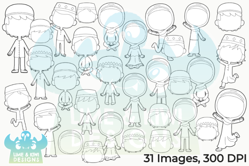 islamic-kids-without-faces-digital-stamps
