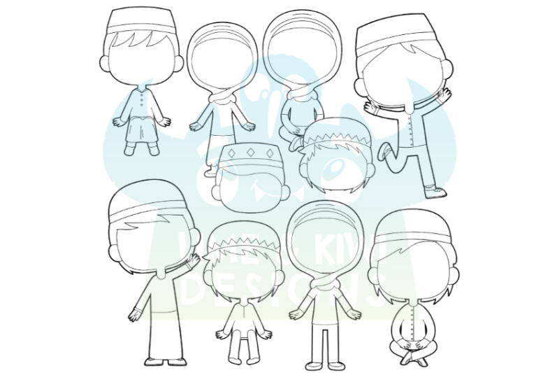 islamic-kids-without-faces-digital-stamps