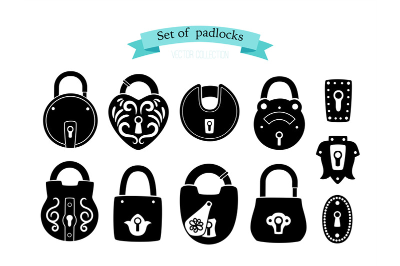 cartton-padlock-silhouettes