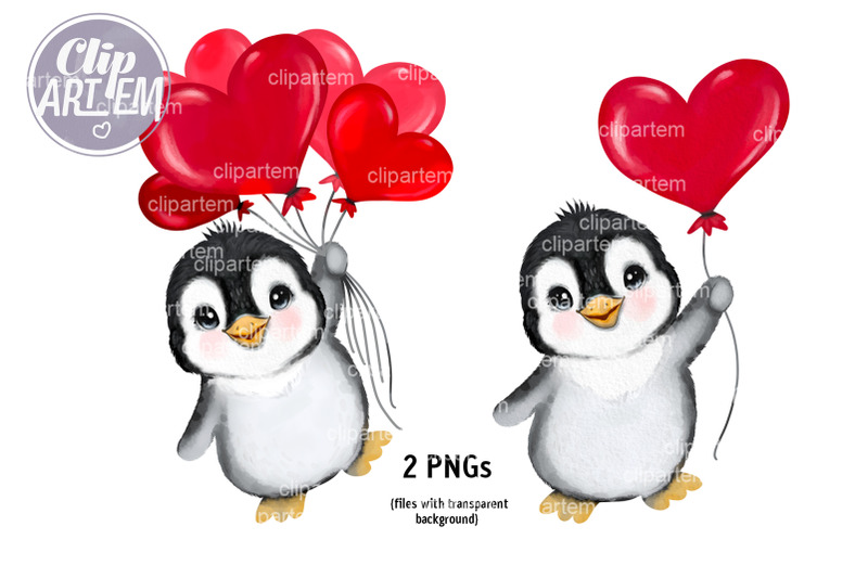 penguins-with-heart-balloons-love-penguins-watercolor-2-png-clip-art