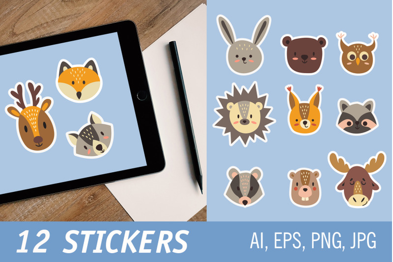 cute-faces-of-forest-animals-printable-stickers-for-cricut