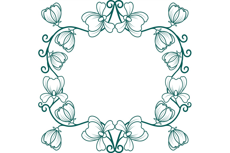 monochrome-simple-floral-frame-flower-doodle-wreath-vintage-border