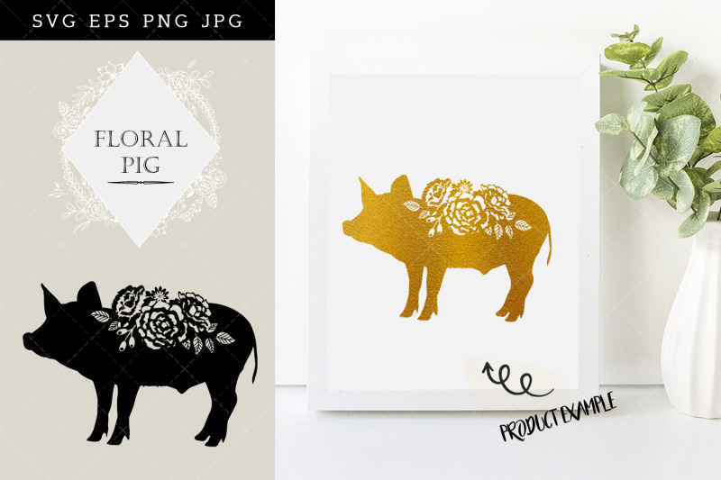 floral-pig-silhouette-vector