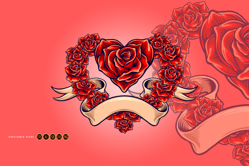 red-rose-blooms-love-shape-with-vintage-ribbon