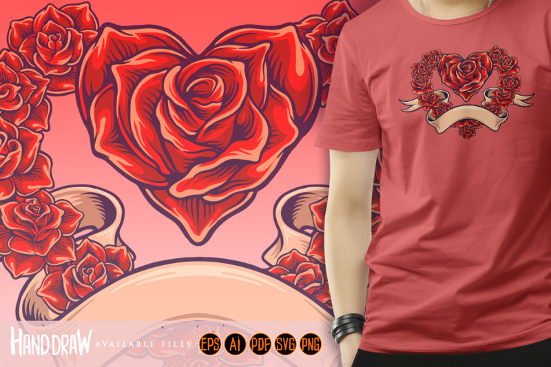 red-rose-blooms-love-shape-with-vintage-ribbon