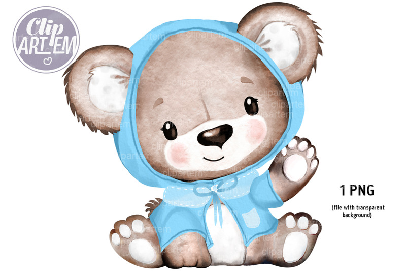 frendly-boy-teddy-bear-in-blue-cloth-watercolor-png-clip-art-image