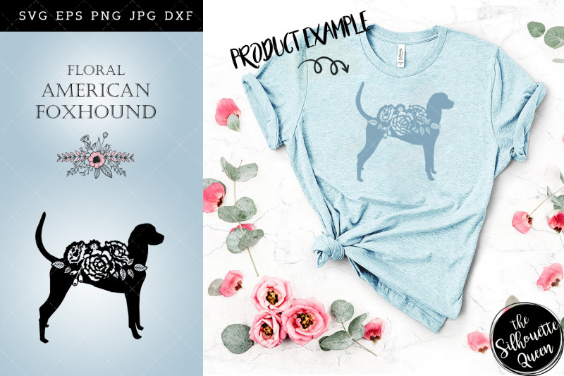 floral-american-foxhound-dog-svg-file-for-cricut-for-silhouette