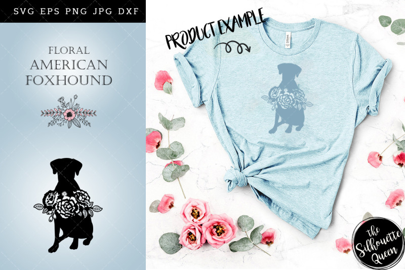 floral-american-foxhound-dog-svg-file-for-cricut-for-silhouette