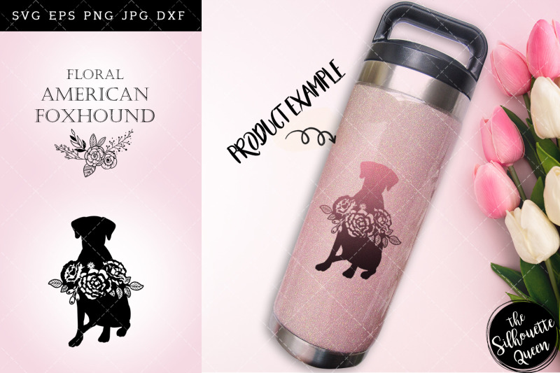 floral-american-foxhound-dog-svg-file-for-cricut-for-silhouette