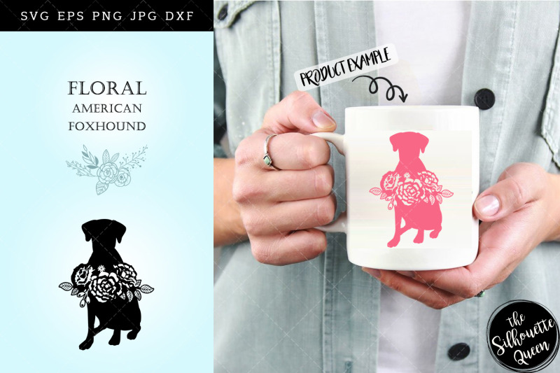 floral-american-foxhound-dog-svg-file-for-cricut-for-silhouette