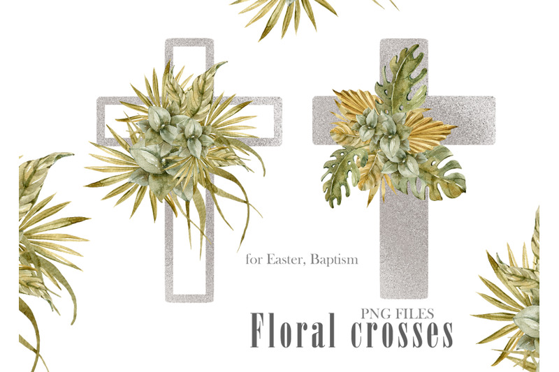 watercolor-floral-easter-crosses-clipart-sublimation-png-file