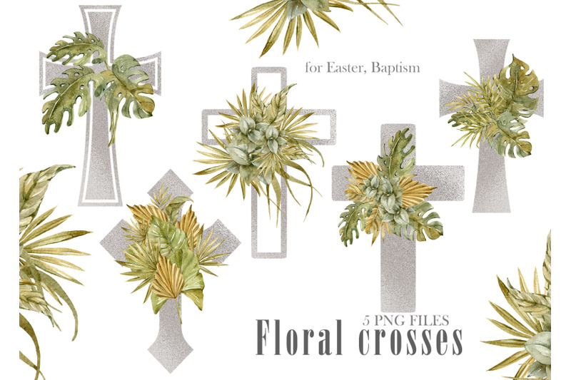 watercolor-floral-easter-crosses-clipart-sublimation-png-file