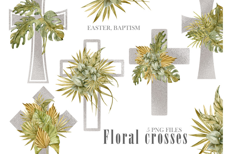 watercolor-floral-easter-crosses-clipart-sublimation-png-file