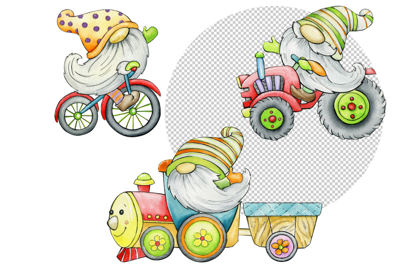 watercolor-clip-art-easter-gnomes-gnome-sublimation-bicycle-train