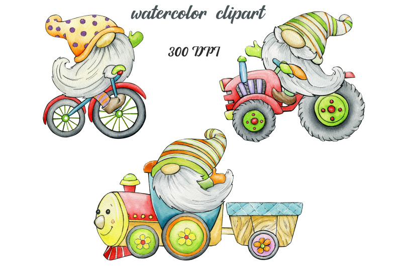 watercolor-clip-art-easter-gnomes-gnome-sublimation-bicycle-train