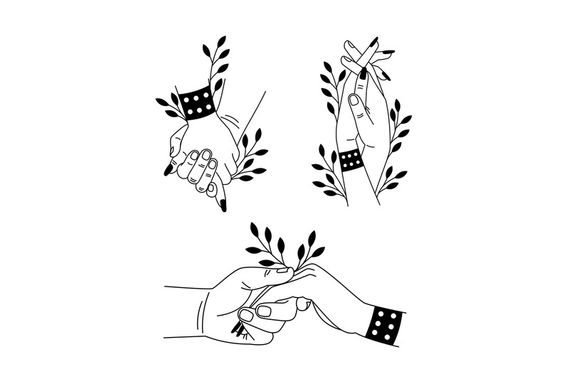 hands-togetherness-set-cartoon-romantic-touch-caring-palms-vector-il