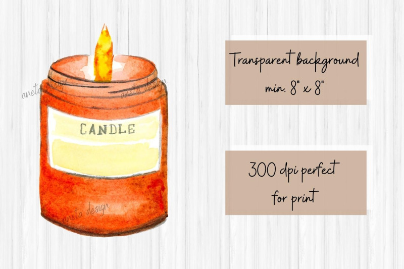 collection-of-watercolor-candles-vintage-candle-clipart