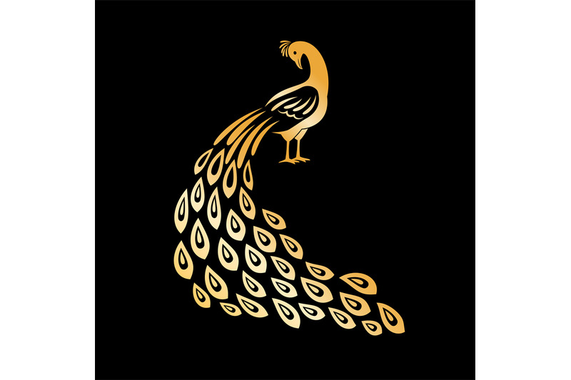 gold-peacock-golden-peafowl-logo-element-crystal-feathers-tail-peeco