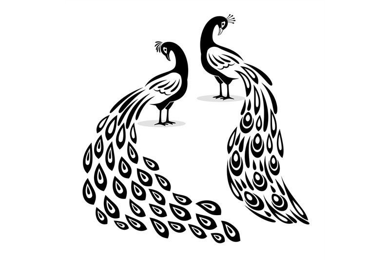 peafowl-silhouettes-black-peacock-logo-elements-peacoccks-designs-cu
