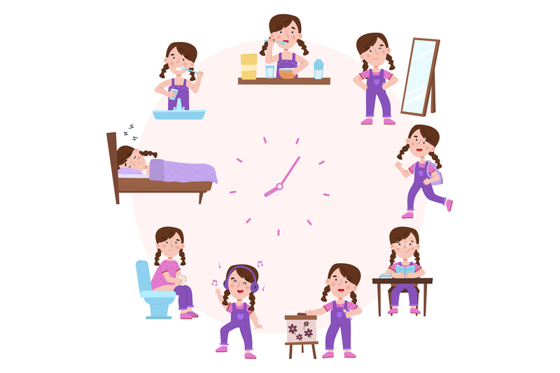 child-daily-sleep-and-wake-schedule-girl-routine-activities-cute-gir